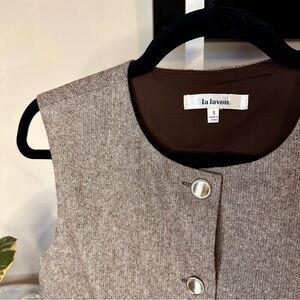 Brown and Grey Wool Blend Button Up Vest